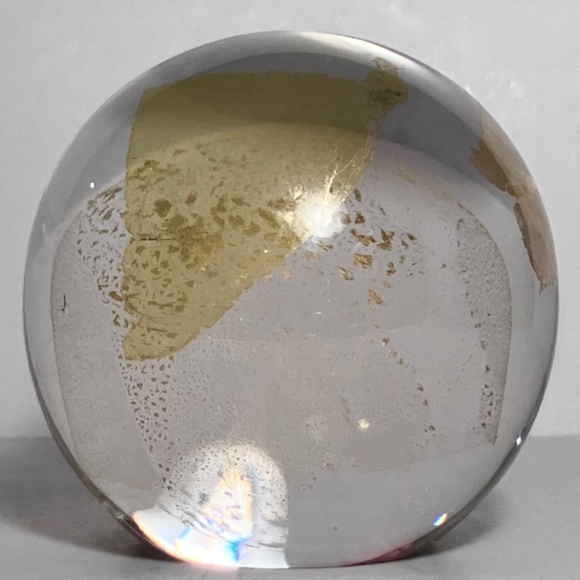 RANDY STRONG Signed Paperweight / 3.25 Inches / Vintage 1993 Gold Foil Art Glass - Picture 3 of 9
